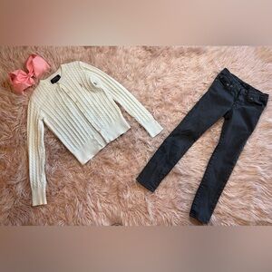 Ralph Lauren Polo girls outfit skinny jeans & cable-knit cardigan size 6/8